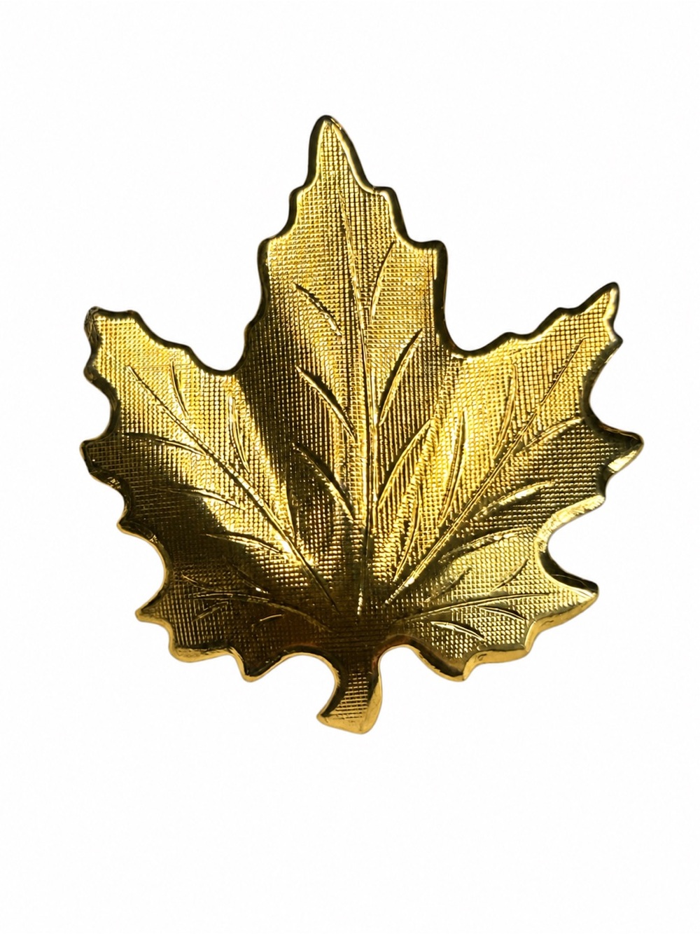 Vintage Gold Tone Textured Maple Leaf Pin Brooch (1970-80’s)